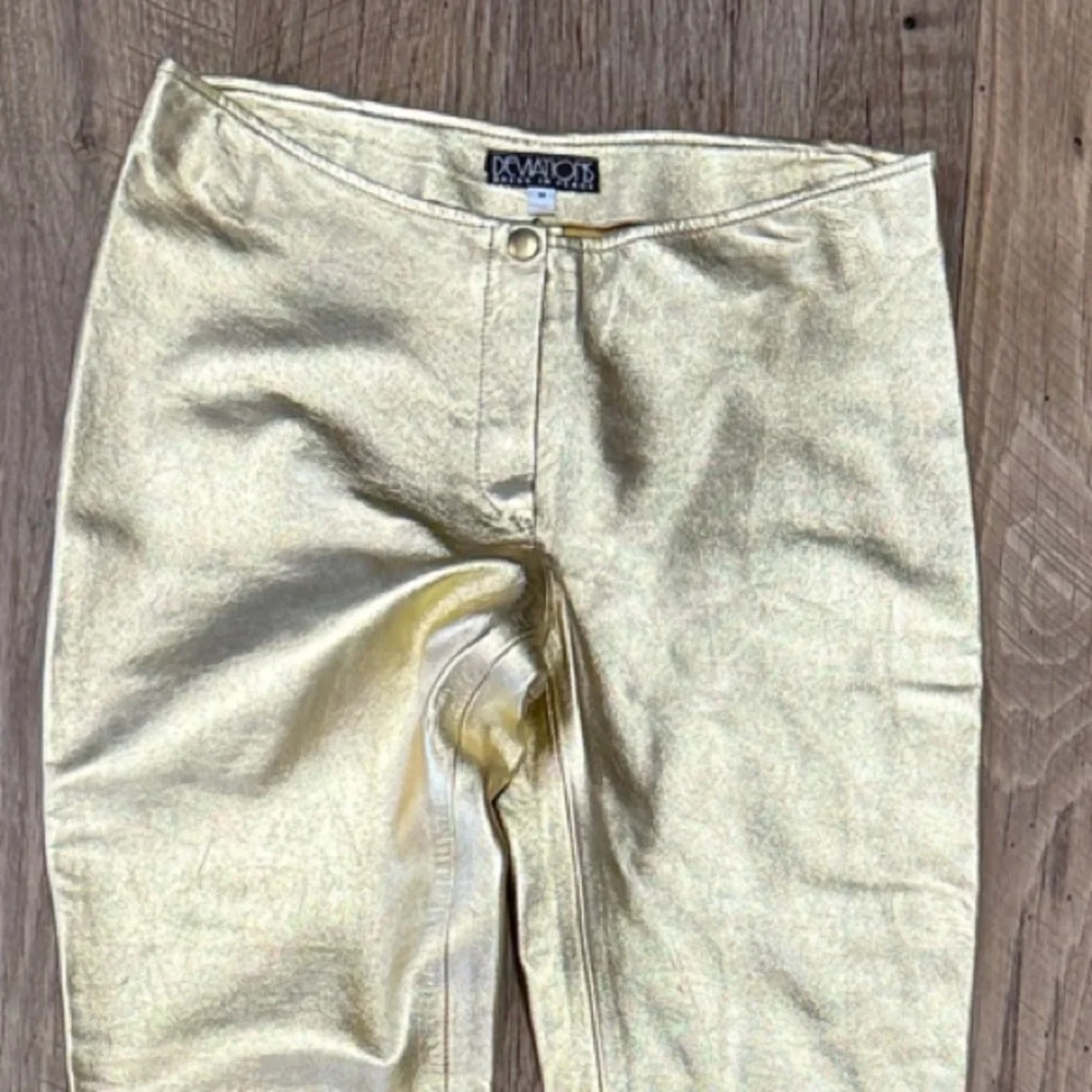 Lamb Leather Gold Flare Pants - Picture 2 of 13